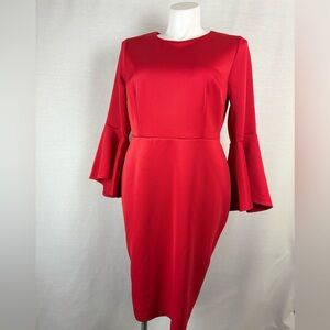 Eloquii Vibrant Red Long Sleeve Dress